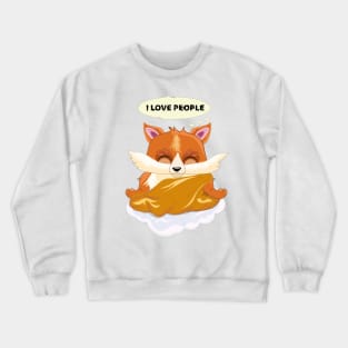 Cute and funny Fox meditates I love people Crewneck Sweatshirt